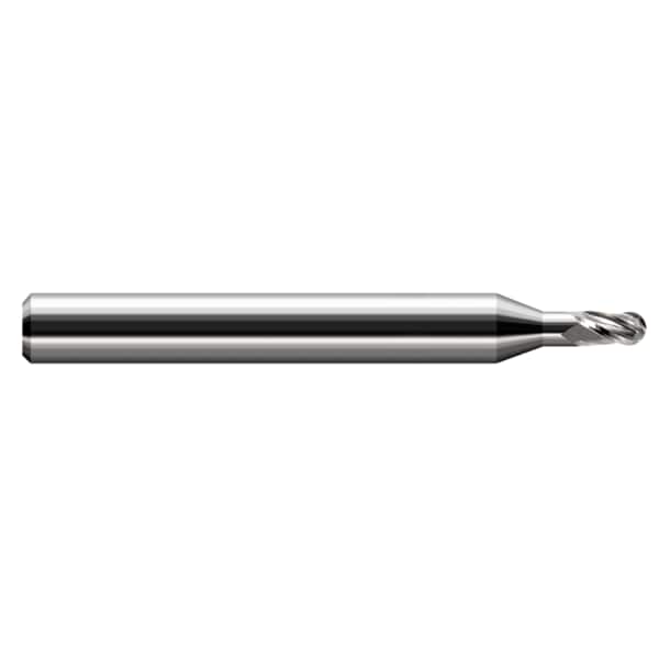 Miniature End Mill - Ball - Long Reach, Stub Flute, 0.2500" (1/4), Finish - Machining: Uncoated